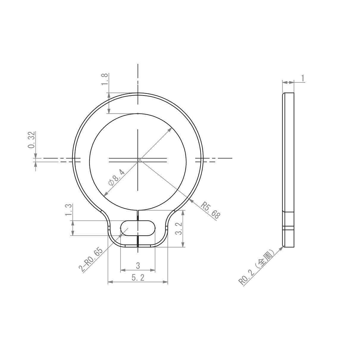 セイミツ工業製ジョイスティックレバー用 C形留め輪(Cリング) 呼び径9 (2個) 【SR-C-P9】