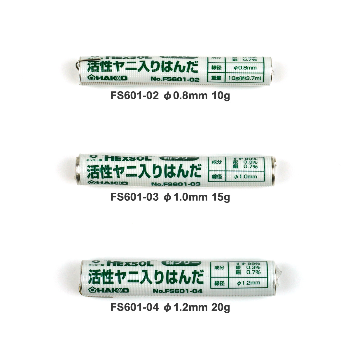 白光(HAKKO) HEXSOL 鉛フリーはんだ FS601-04 端子・大型部品用 20g 通販
