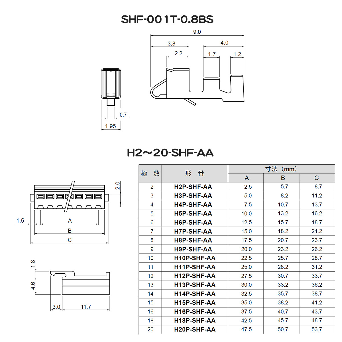 【日圧】 基板対電線接続コネクタ NHシリーズ用コンタクト (10個) 【SHF-001T-0.8BS】